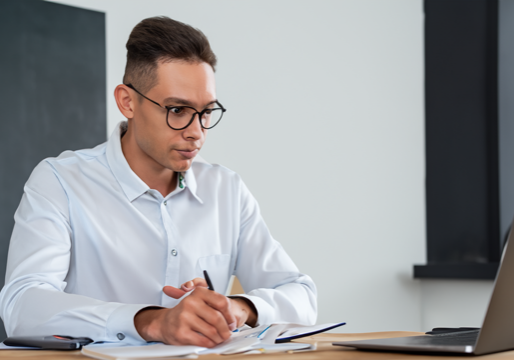 person at desk